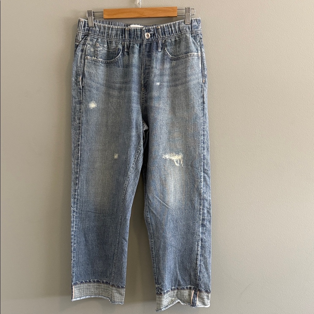 rag & bone Light Blue Cropped Denim Print Pants